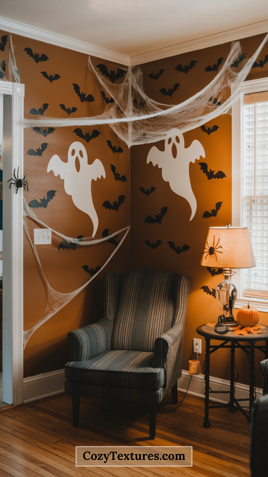 a-photo-of-a-living-room-with-walls-covered-in-bat-decals